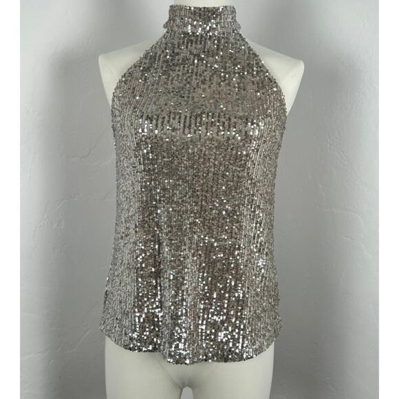 CHRISTIAN SIRIANO Mini Sequins Halter Top (Womens Size: XS) - Picture 1 of 12